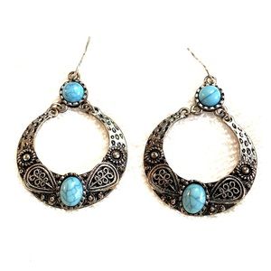 Rustic/Western Silver & Turquoise Earrings